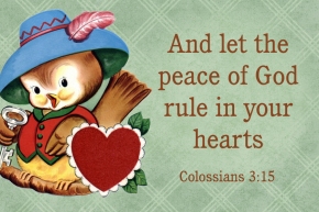 And let the peace of God rule in your hearts Christian message card copy