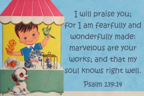 I am fearfully and wonderfully made Christian Message Card copy