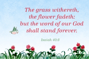 The word of our God shall stand forever Free Christian Message Card copy