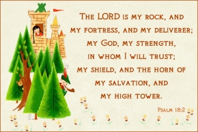 The LORD is my rock and my fortress Free Christian Message Card copy