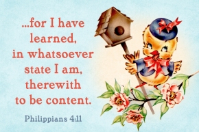 To be content Free Christian Message Card copy