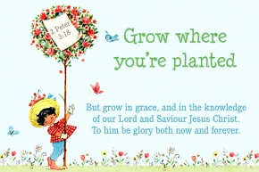 Grow where you're planted Free Christian Message Card copy
